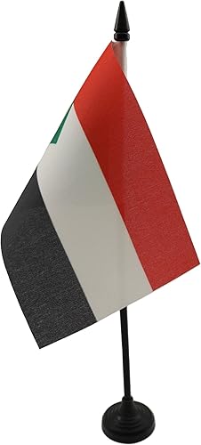 Miniatura 128 de Bandera de mesa Sierra Leona de 5 x 8 pulgadas, bandera de escritorio de Sierra Leona, 8.3 x 5.5 in, barra y base de plástico negro AZ FLAG