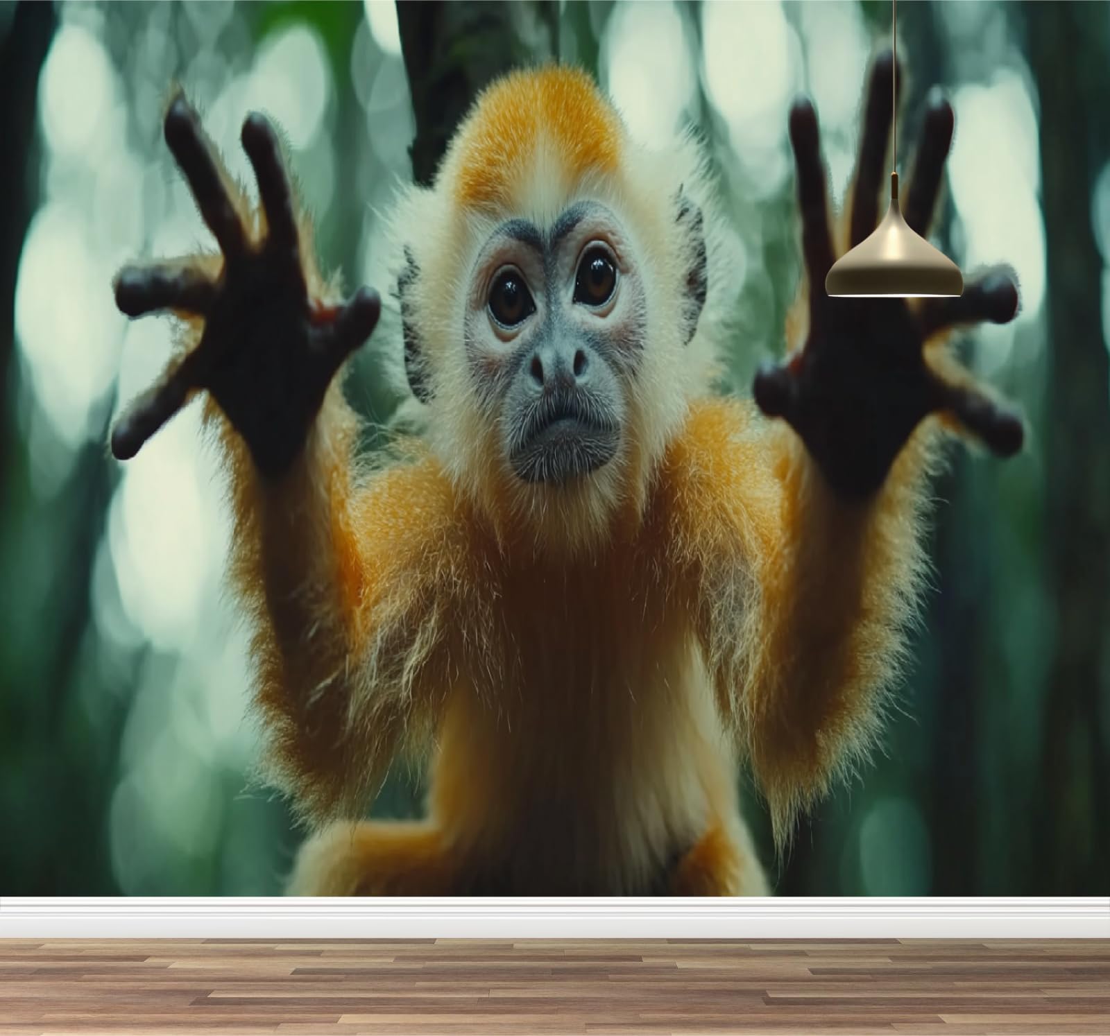 Papier peint animaux de la forêt singe doré décoration grand format 350x245cm