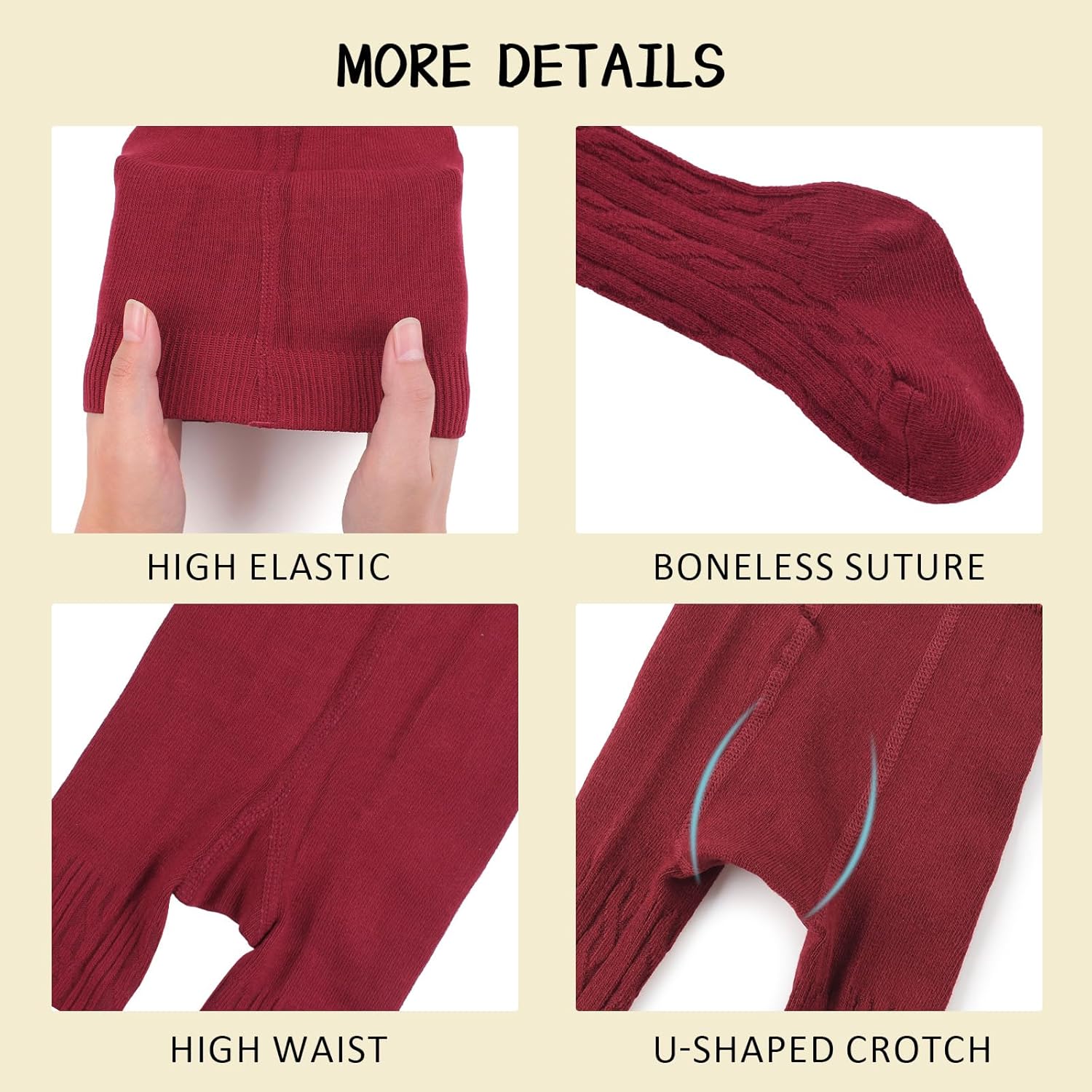 PESAAT Baby Girls Tights Cotton Infant Pantyhose Twist Toddler Tight for Girl Cable Knit Leggings 0-6 Years - Image 3