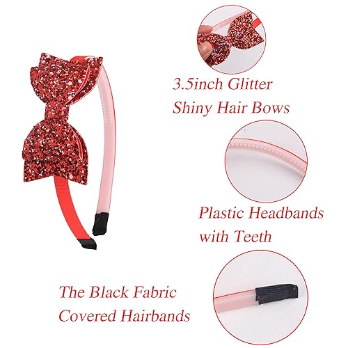 Miniatura 2 de XIMA 10 diademas de plástico con lazo de lentejuelas brillantes para niños, accesorios para el cabello