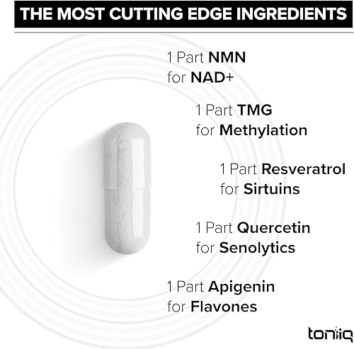 Miniatura 5 de Mezcla de resveratrol y NMN de 1500 mg - Pureza ultra alta y probada por terceros - con trimetilglicina para factores de metilación importantes -