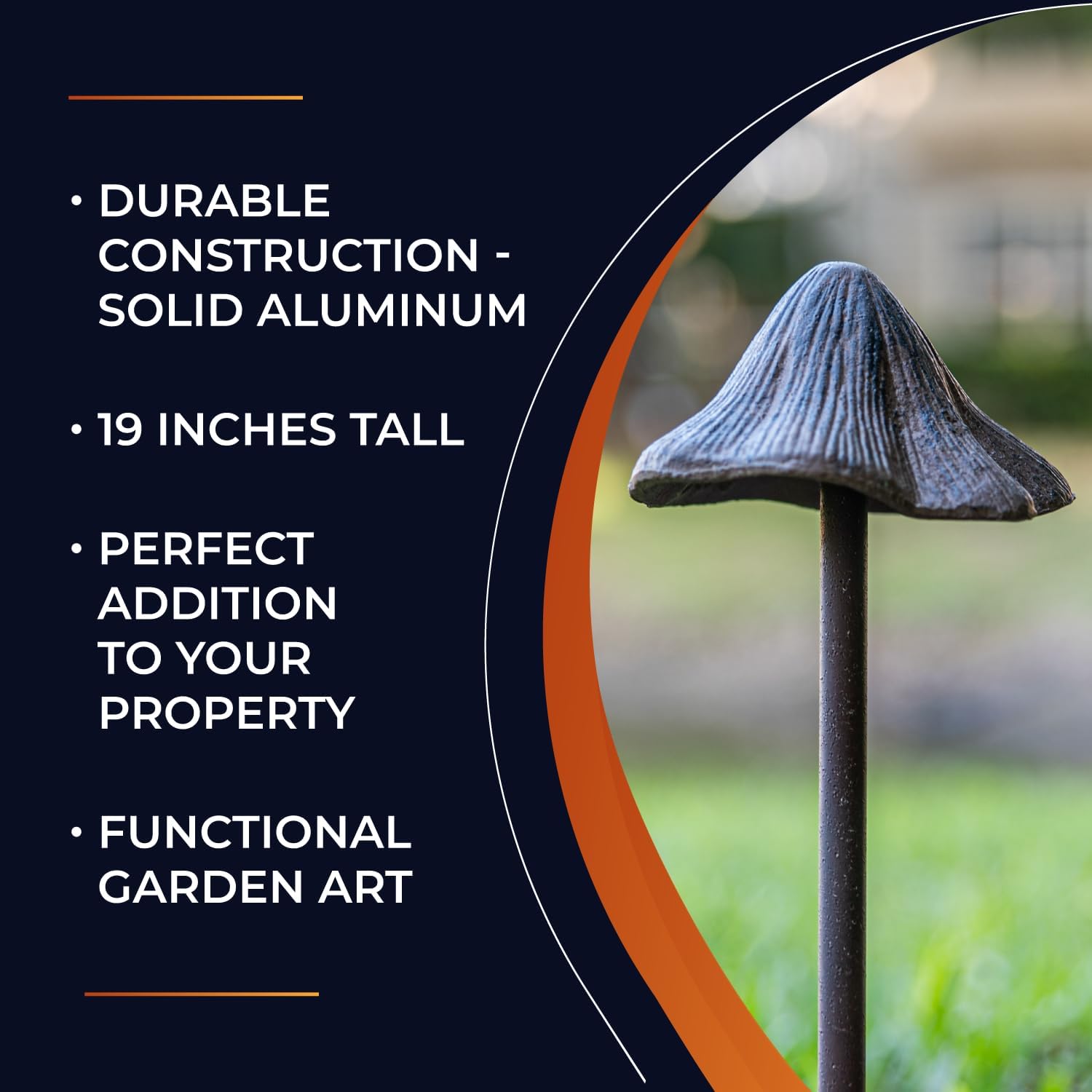 Carvers Olde Iron Decorative Garden Hose Guide Stake – 19" Solid Aluminum Heavy Duty Hose Protector for Landscaping, Flower Beds & Yard Edging - Mushroom