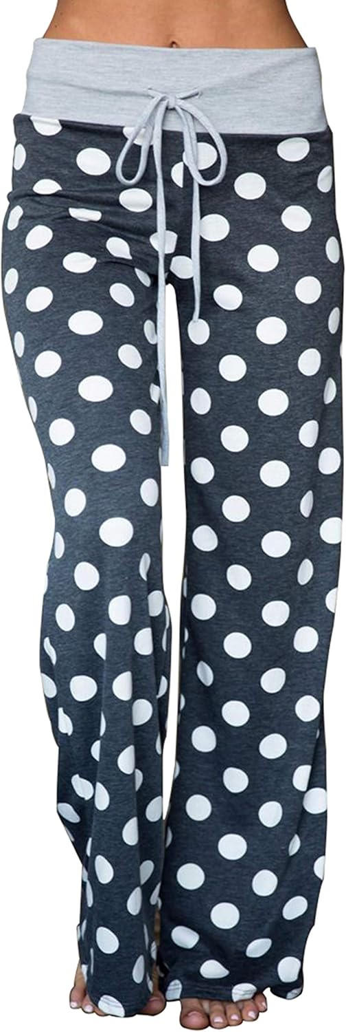 X-Image Women's Comfy Pajamas Drawstring Stretch Floral Print Long Wide Leg Lounge Pants