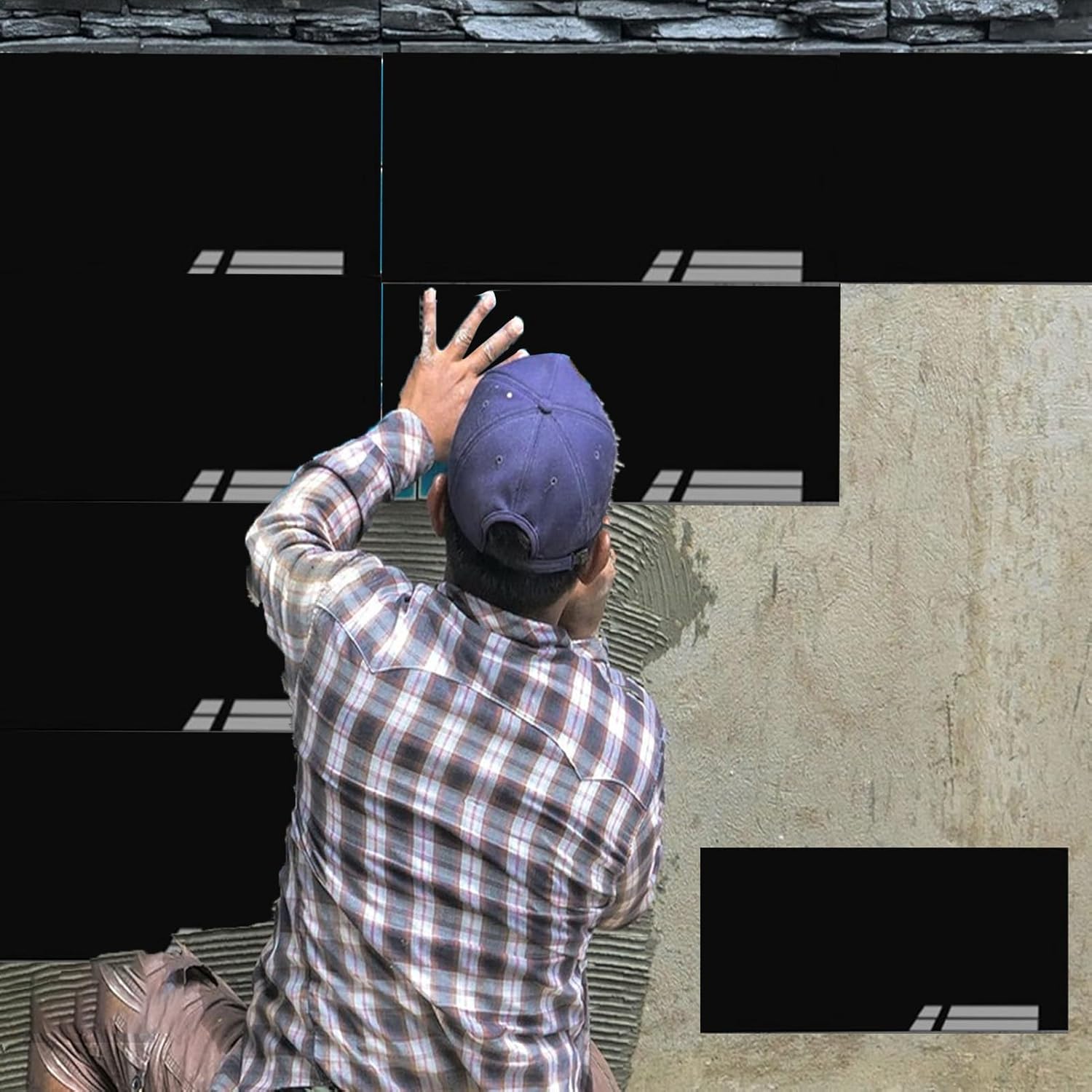 Glue up Wall Backsplash Panels Black, Adhesive Ceiling Tiles Cover for Concrete/Drywall/Popcorn Walls, Decorative Ceiling Wallpaper for Home(ligjt Grey,40 Pack)