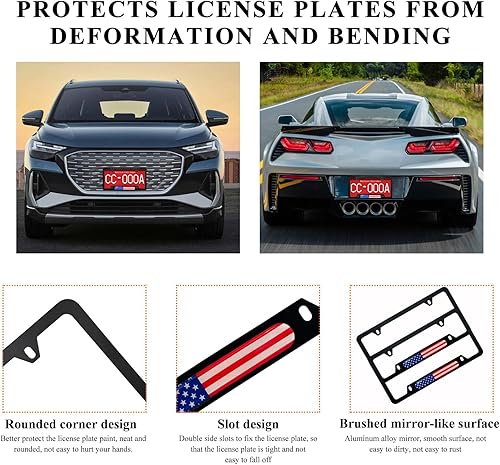 Miniatura 3 de 2 marcos para placa de matrícula con bandera estadounidense, cubierta patriótica de acero inoxidable para placa de automóvil, soporte para placa de