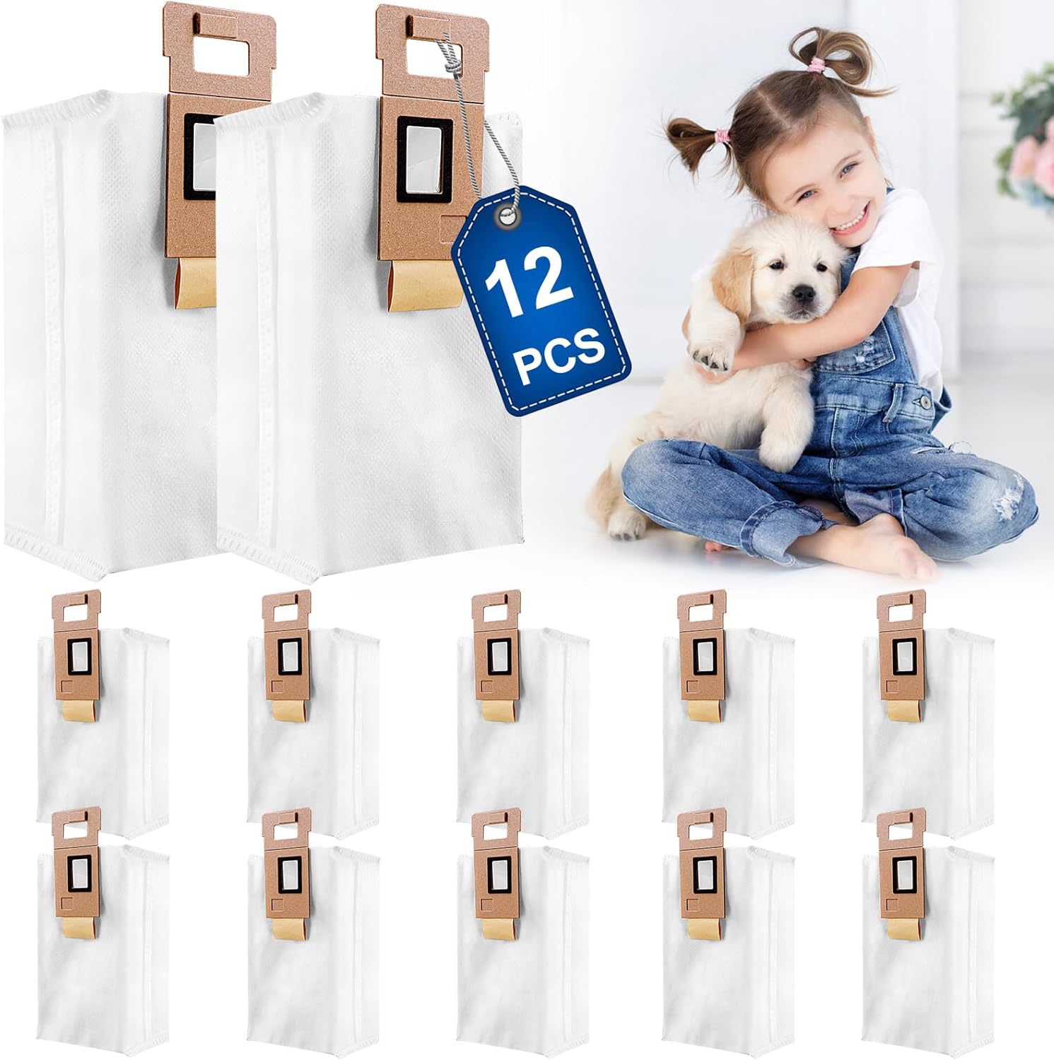 10Pack Dust Bag for Xiaomi Roborock S7 T7S T7plus T7Splus S7 Max Vacuum Cleaner Auto-Empty Dock, 3L Large Capacity Replacement Bag