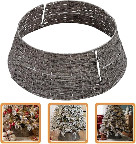 Miniatura 3 de PRETYZOOM Collar de árbol de Navidad, falda de árbol de granja, anillo de árbol rústico, árbol artificial, collar de árbol de Navidad, cubierta base