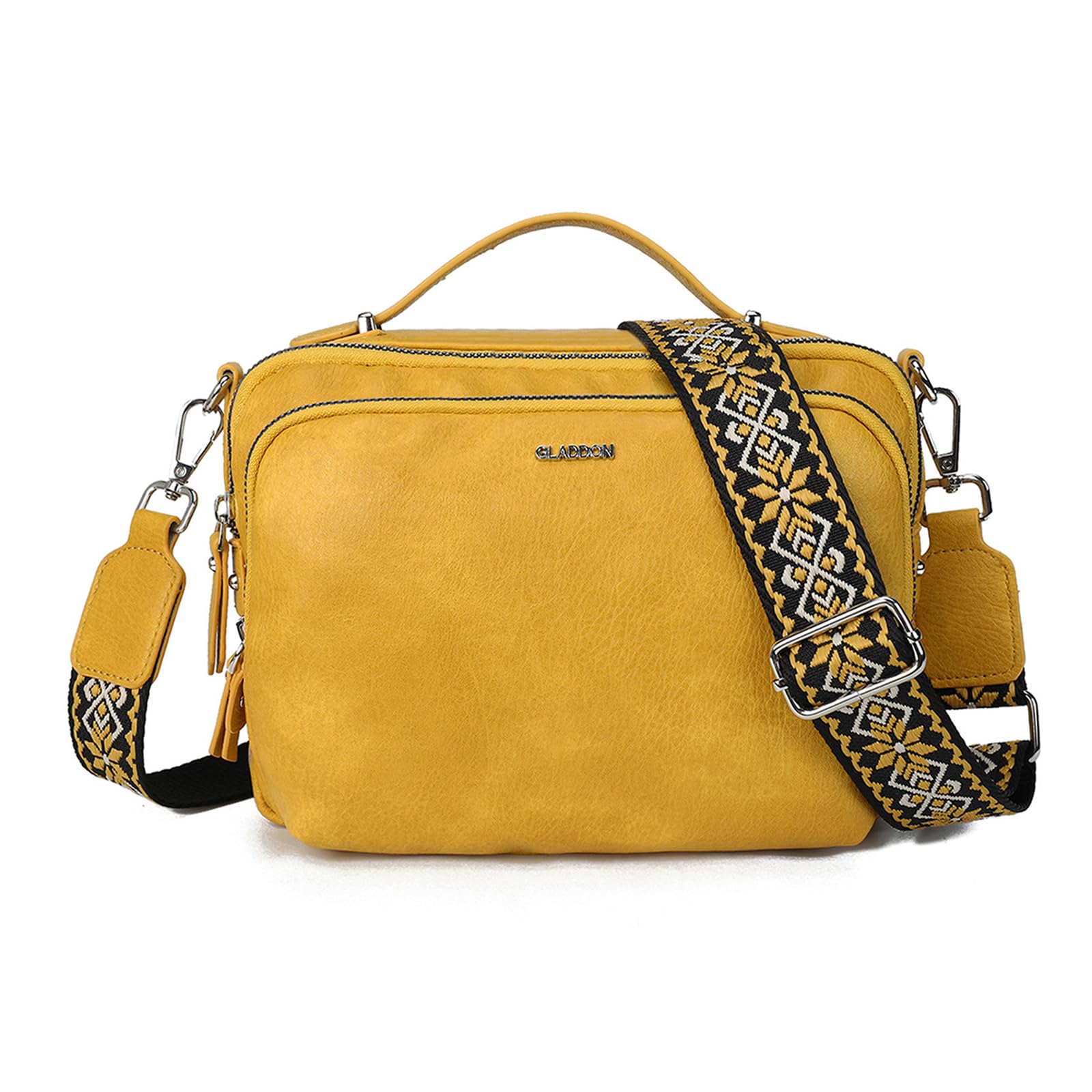 Gladdon Borsa a Tracolla da Donna Con 3 Scomparti Capienti - Cinghie Regolabili e Rimovibili in Tessuto Jacquard - Alla Moda