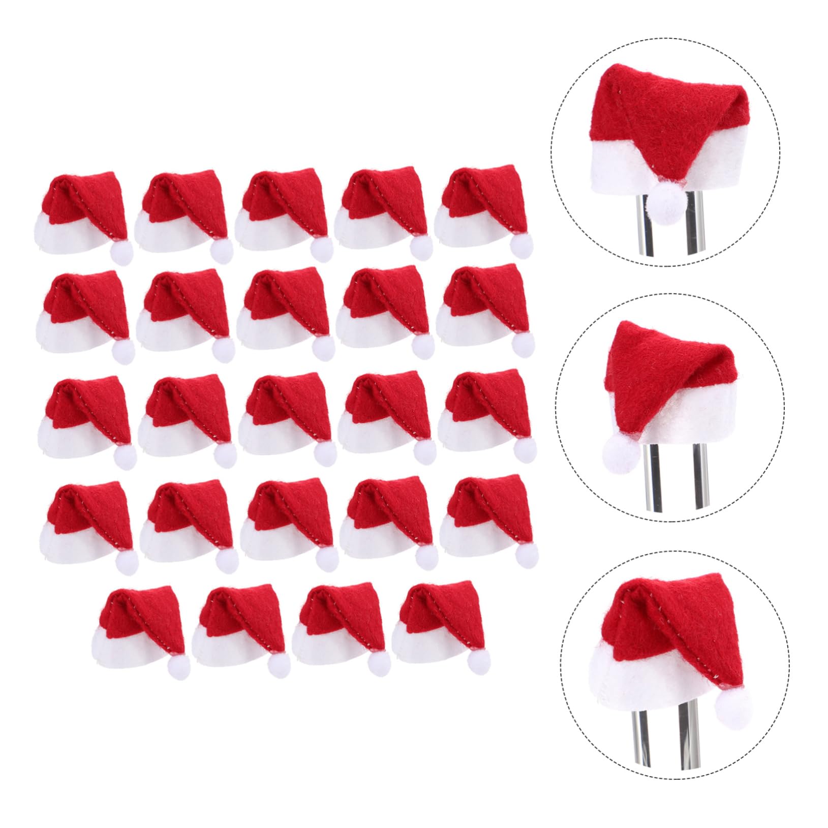 SUPVOX 24 Piezas Mini Gorros de Papá Noel para Pequeños Sombreros Navideños Rojos y Accesorios para Fiestas de Navidad