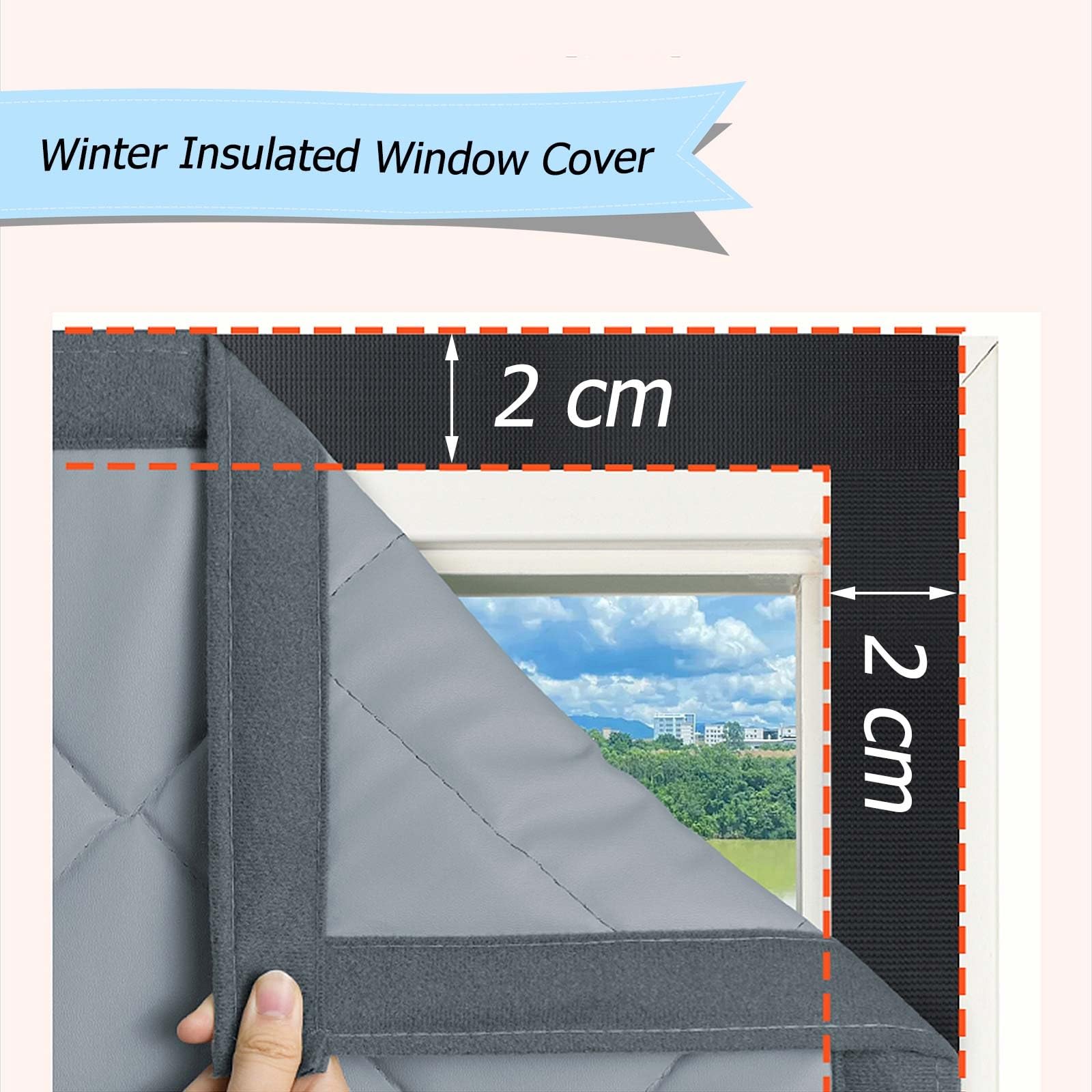 Wasserdicht Fenster Ilat Kit - Thermofolie für Balkon Wohnzimmer Küche Keller 150x120cm Grau - Energiesparende Fensterabdeckung mit Klebeband