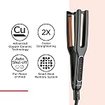 Revlon RVST2204F Copper Ceramic Hair Straightener, Advanced Copper Ceramic Technology, Flat Iron, 435°F (225°C) Professional High Heat, Dual Plate Straightener, 10 LED Heat Settings, Black