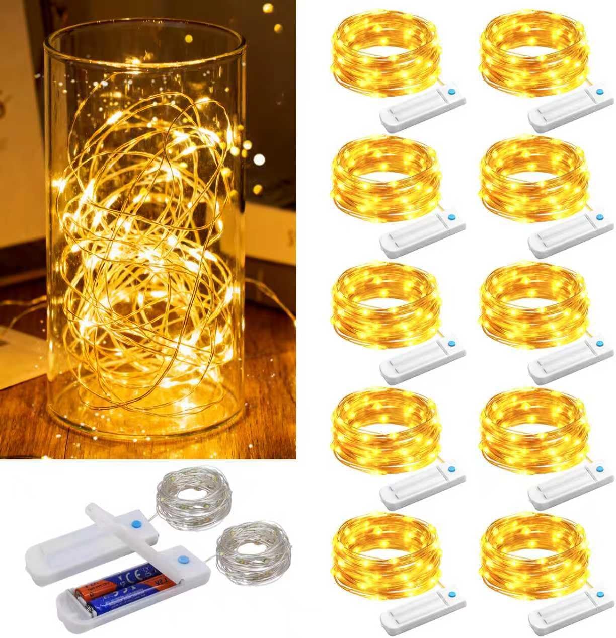 ZNYCYE 10 Pack Fairy Lights with Timer,10 ft 30 LED String Lights 8 Modes Fairy Lights Battery Operated Waterproof for DIY Wedding Party Bedroom Mason Jars Christmas Decorations (Warm White)