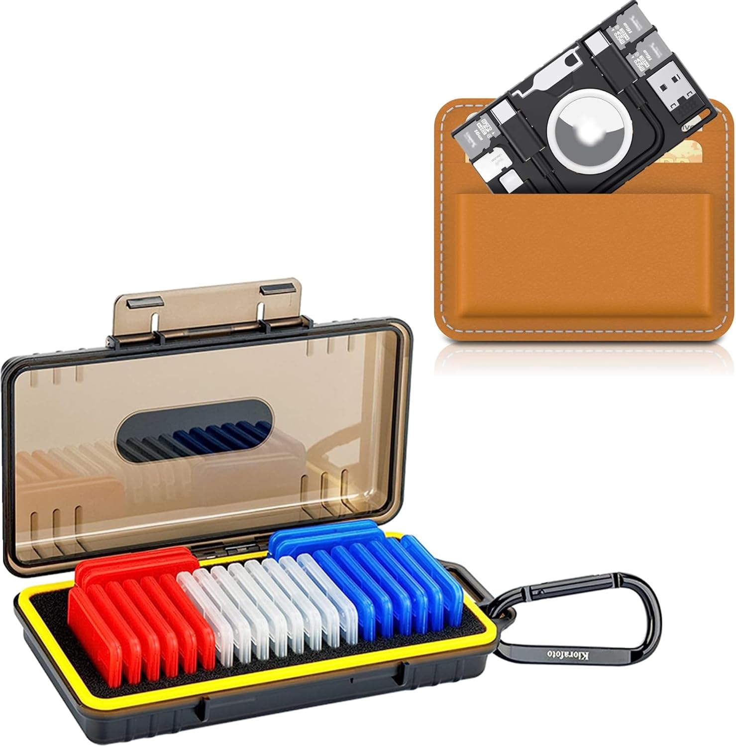 Memory Card Case + AirTag Wallet Holder： Memory Card Case with Air Tag Wallet Case Cover