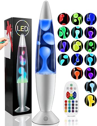 Lavalampe mit 17 Farbwechsel und Fernbedienung, Lavalampen 34cm für Erwachsene, Entspannende Stimmung LED Nachtlicht für Haus Schlafzimmer Büro, Geschenk für Valentinstag Geburtstag