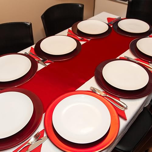 Miniatura 6 de Bencailor 24 caminos de mesa de satén a granel de 12 x 108 pulgadas de largo, mantel de tela suave brillante para banquete de boda, cumpleaños