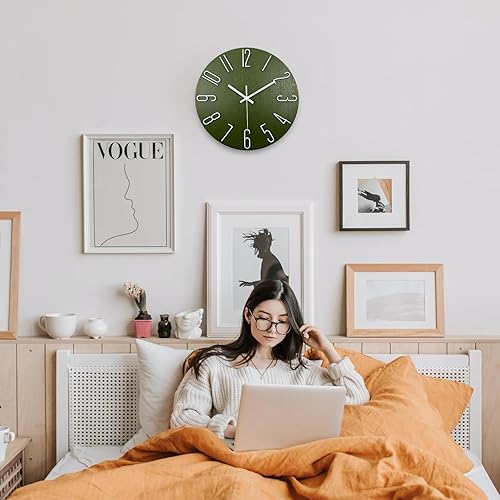 Miniatura 5 de Reloj de pared, reloj silencioso, funciona con pilas, reloj de pared moderno de 12 pulgadas, adecuado para oficinas, salas de estar, cocinas,