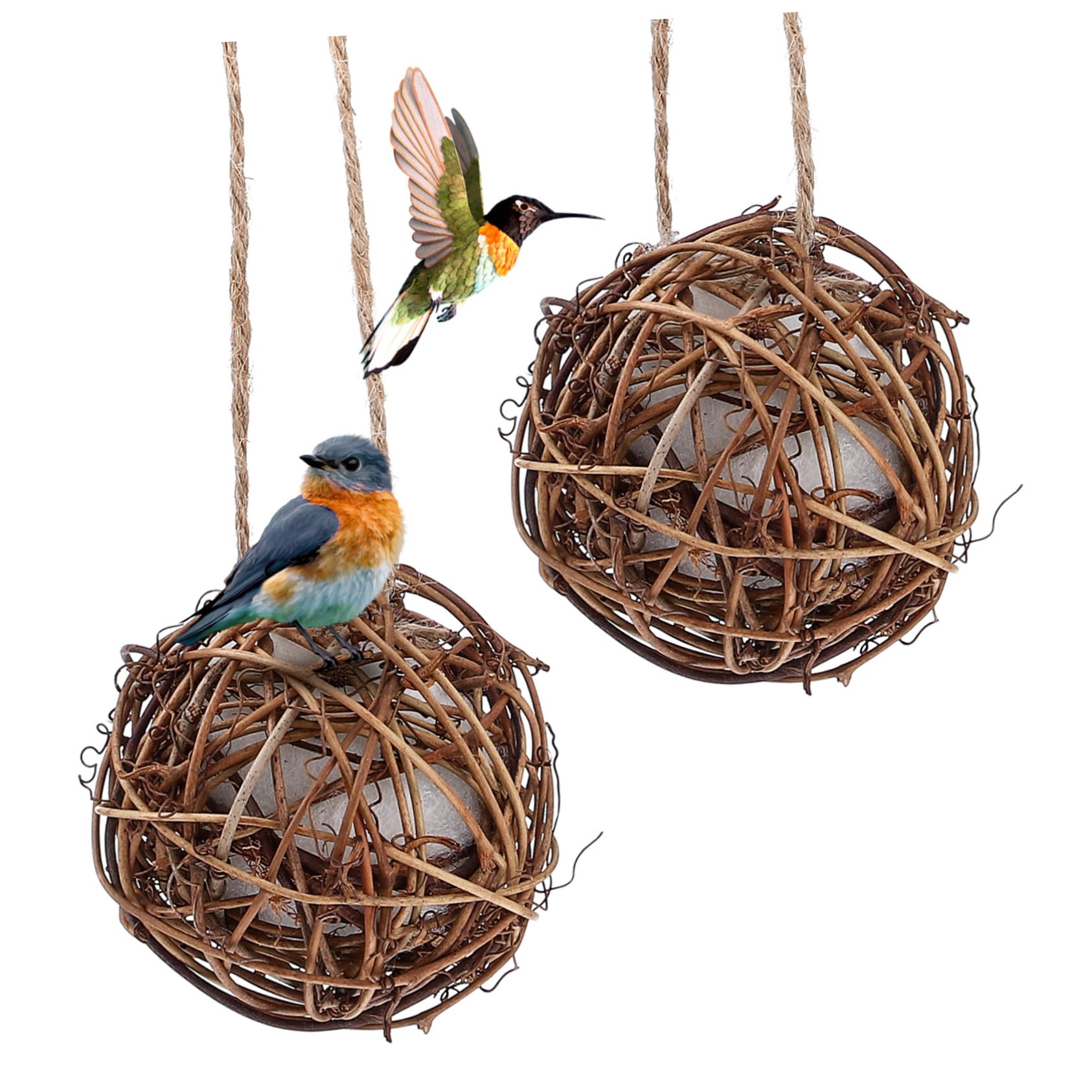 VICASKY 2pcs Hummingbird Nesting Ball DIY Birdhouse Kit Outdoor Bird Nesting Material