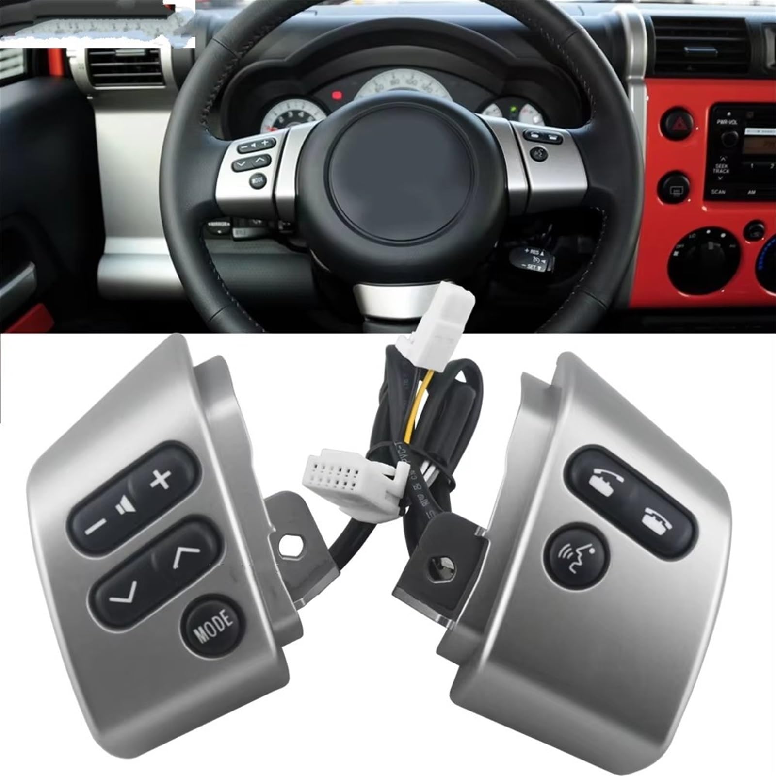 Botón Control Crucero Volante 84250-35070 para Toyota FJ para Cruiser 2006-2022 Interruptor Multifunción En El Volante con Botón De Volumen del Teléfono