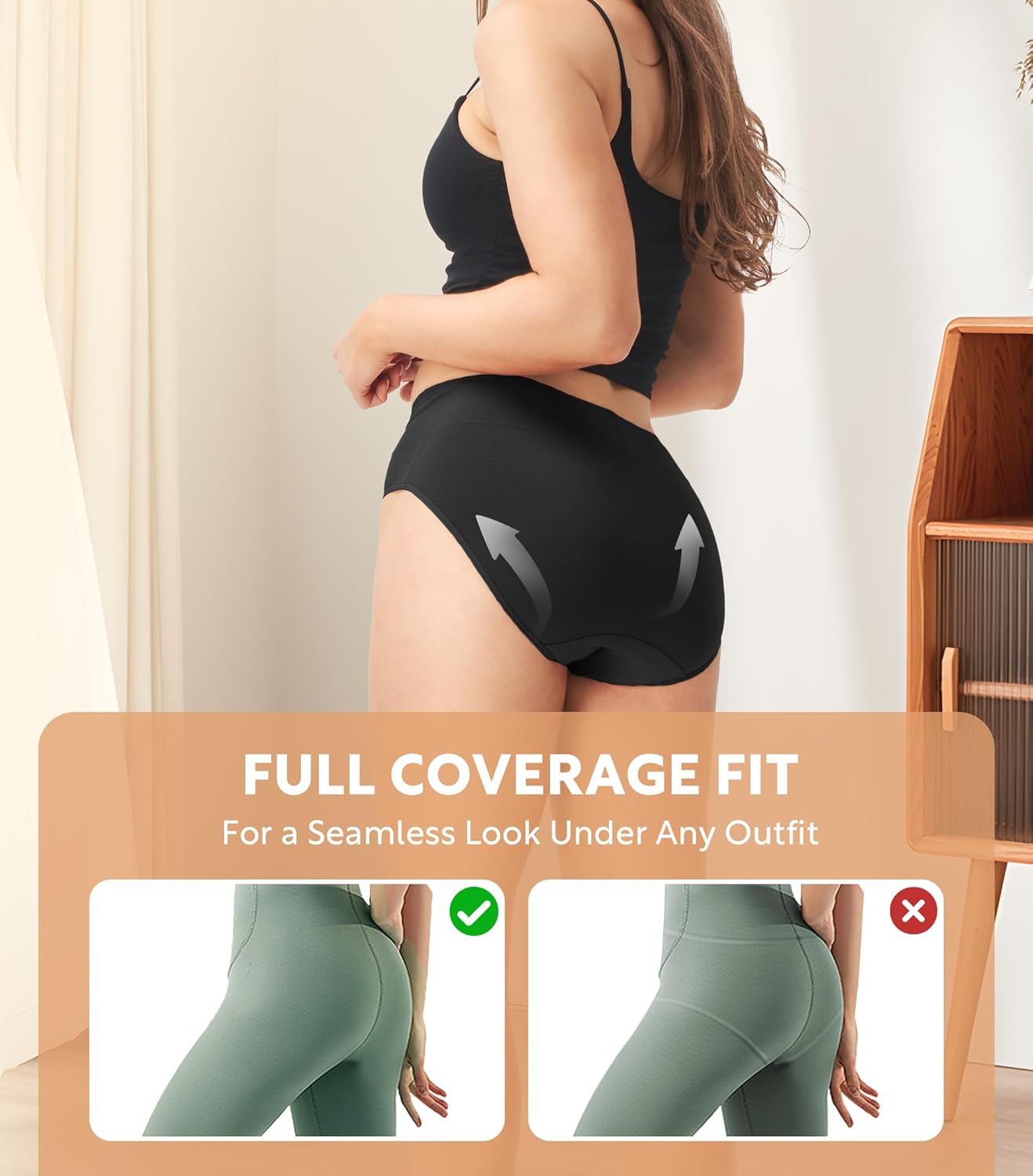 DAVID ARCHY Cotton High Waisted Underwear for Women Tummy Control Panties Full Coverage Briefs 4 Pack Regular & Plus Size - Image 5