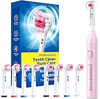 Vista 12 de TEETHEORY - Cepillo de dientes eléctrico giratorio para adultos con 8 cabezales de cepillado (2 tipos), cepillo de dientes eléctrico de limpieza