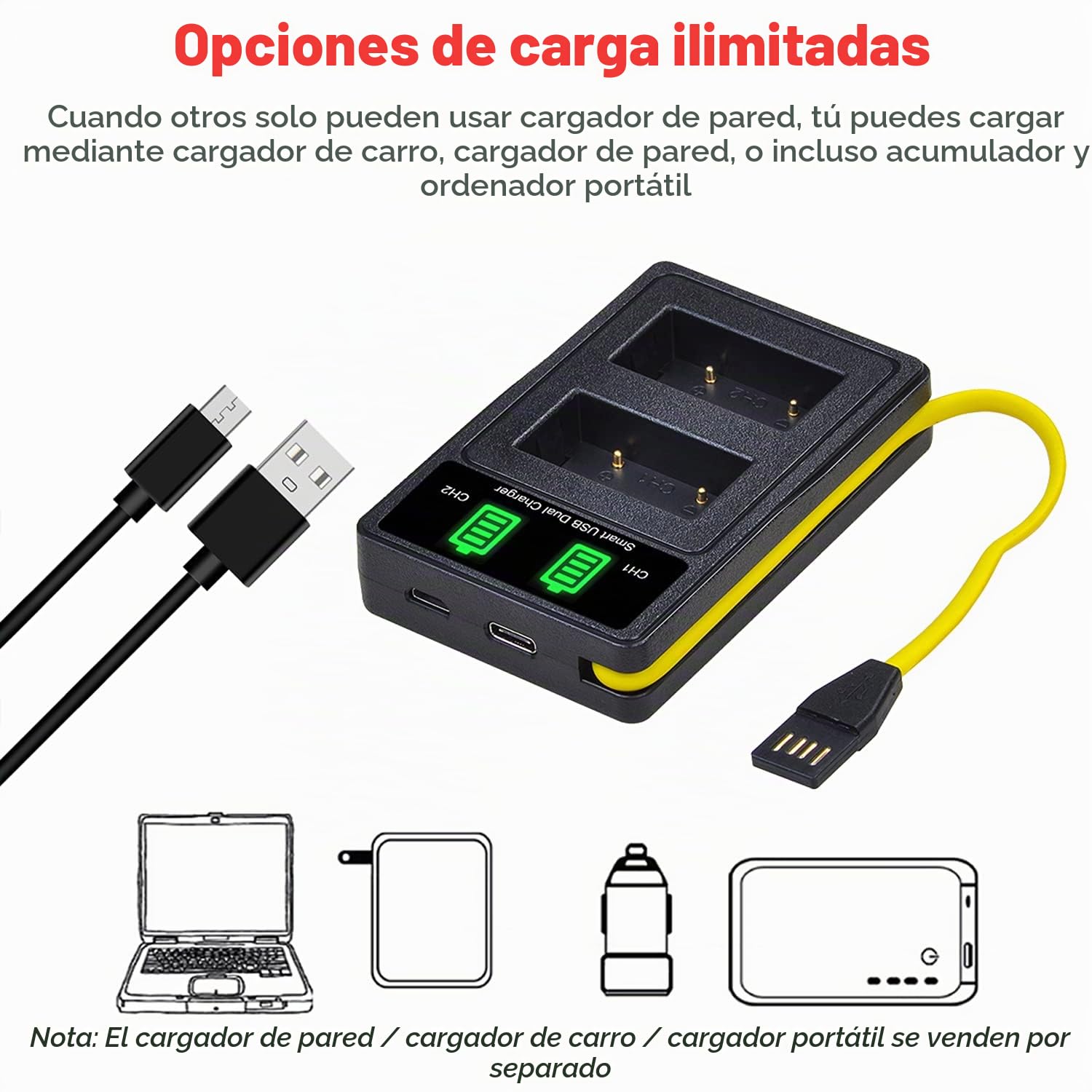 DuraPro 2 baterías NB-2L NB-2LH + Cargador USB Dual para cámaras Canon EOS 350D 400D MD265 MV960 PowerShot G7 G9 S70 S80 ZR950 ZR960 HG10 HV40