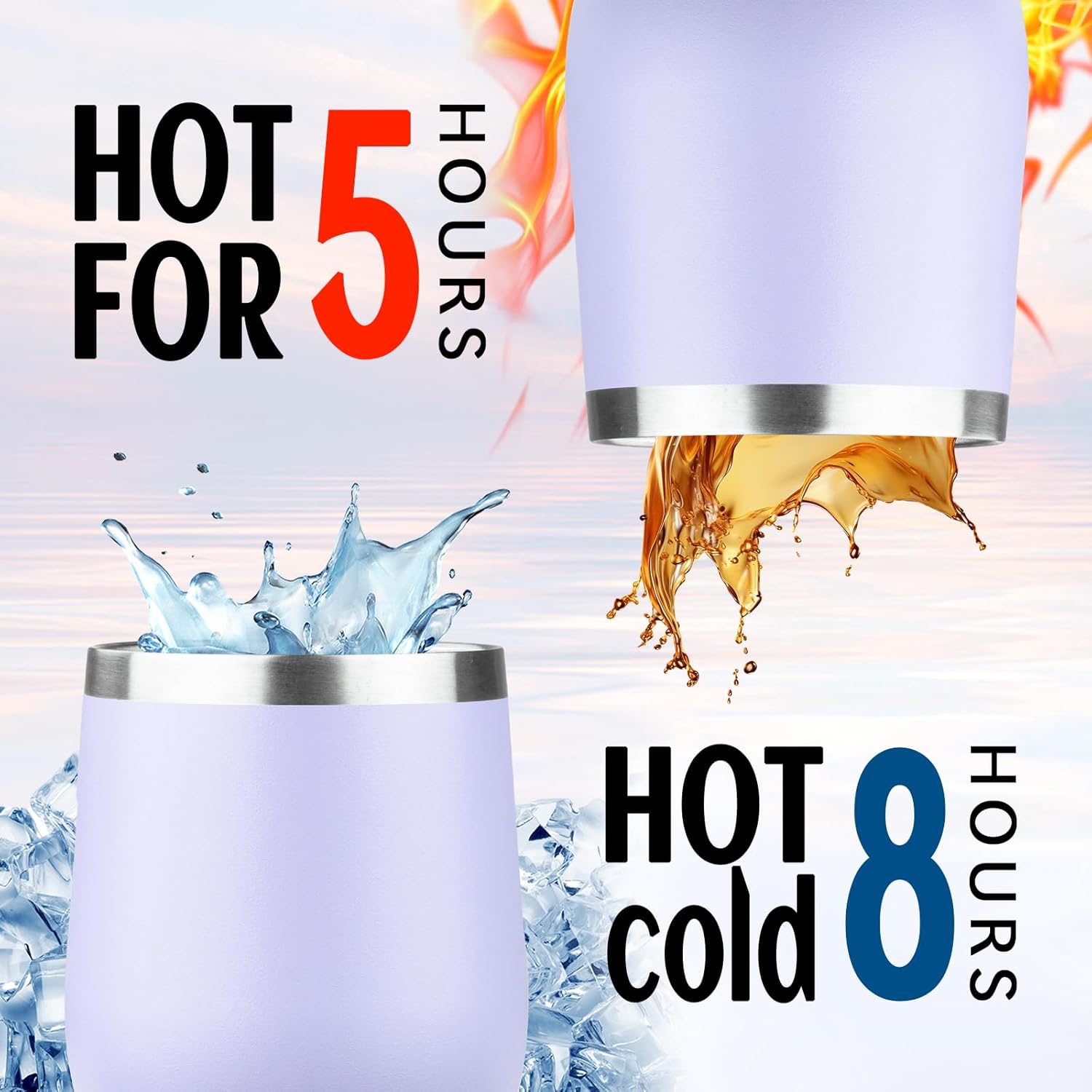 12oz/4 Pack Stainless Steel Wine Tumbler with Lids, Double WallVacuum Stainless Steel Travel Tumbler,Insulated Wine GlassesTravel Tumbler for Cold & Hot Drinks,Cup for Champaign Coffee(Cool color) - Image 4