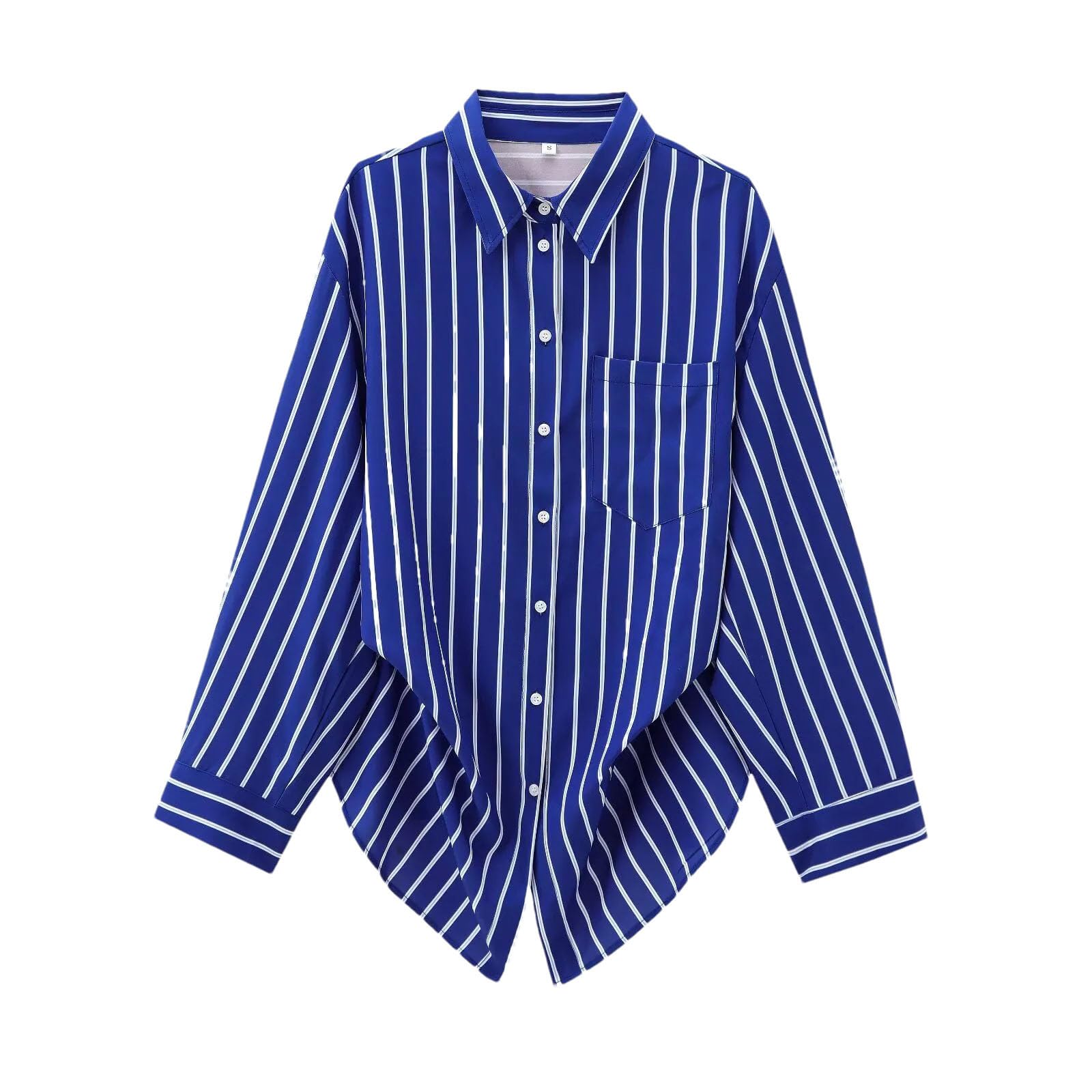 Camicia da donna a righe casual allentata da donna con risvolto manica a pipistrello Camicette da lavoro da lavoro top
