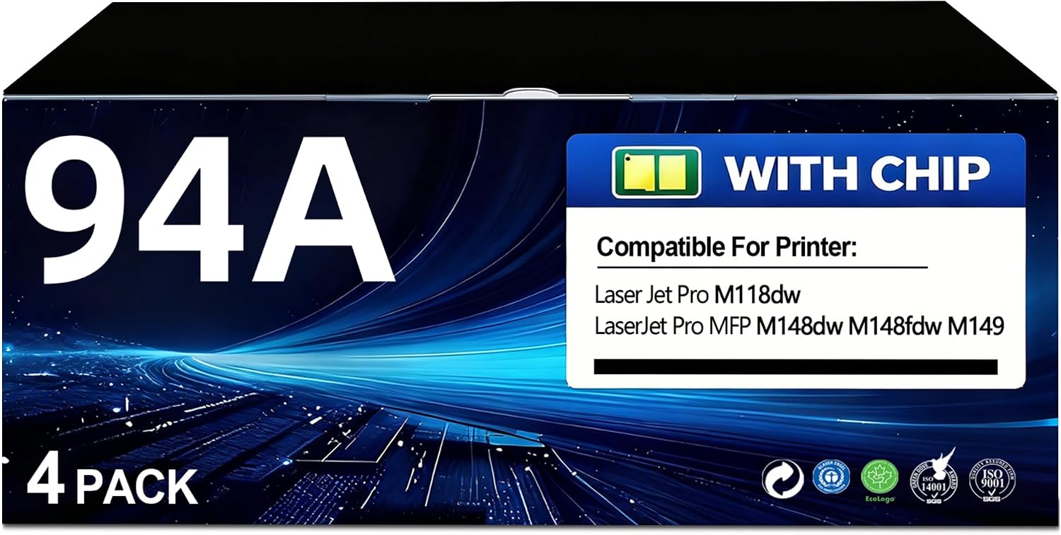 94A Black Toner Cartridge Replacement for HP 94A CF294A Toner Cartridge for Laser Jet Pro MFP M227fdn M227fdw M227sdn M203d M203dn M203dw M148 M118 M149 Printer(4-Pack)