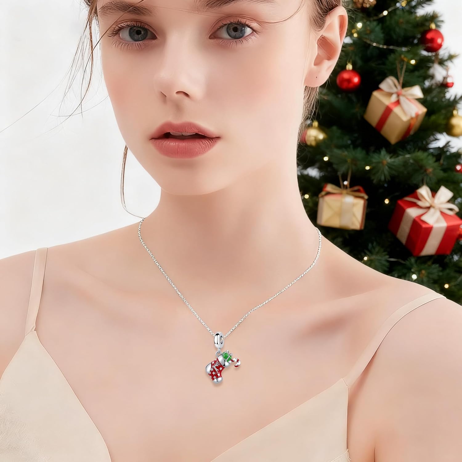 Merry Christmas Stocking Dangle Charm Reindeer Snowflake Colorful Enamel Bead Compatible with Pandora Bracelets Xmas Present Women - Image 5