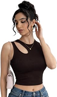 GLOWBERRY Womens & Girls Solid Ribbed V-Neck Collarless Sleeveless Slim Fit Stylish Tank Top 70% Cotton 20% Elestane 10% P... Price In India