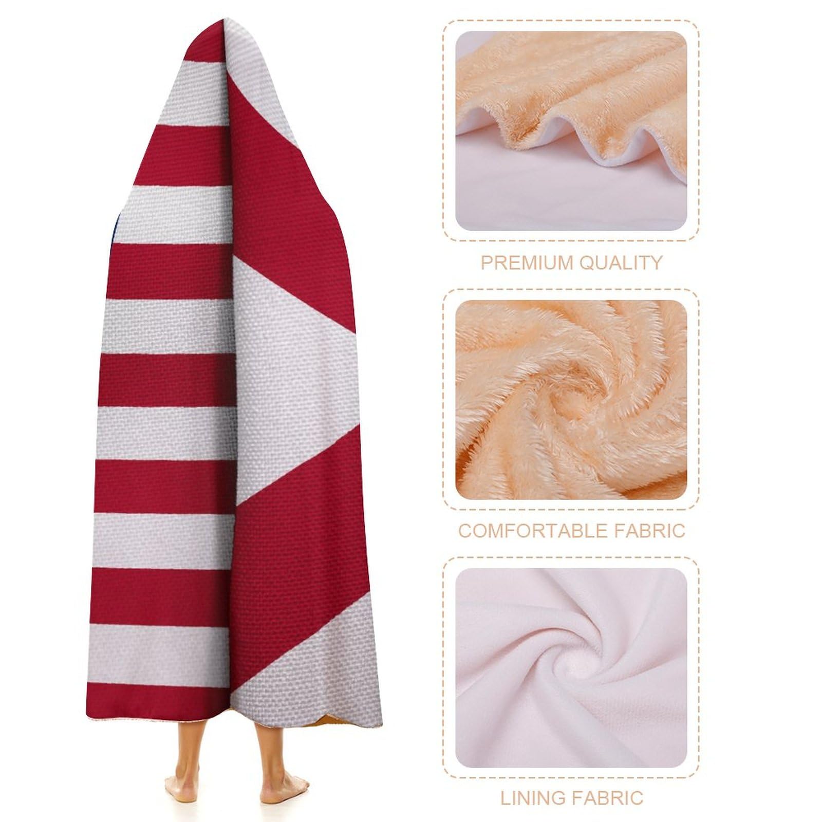 Coperta in peluche con bandiera americana, motivo arte della
