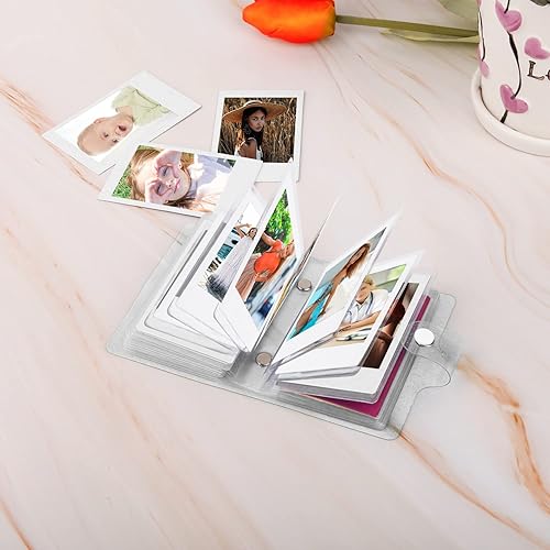 Miniatura 6 de Paquete de 2 mini álbumes de fotos con una sola mano, 64 bolsillos, soporte portátil para tarjetas fotográficas Kpop para Fujifilm Instax