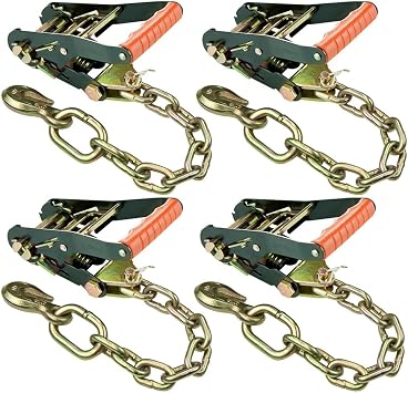 VULCAN Ratchet Buckle - Chain Anchor - 2 Inch Handle - PROSeries - 4 Pack - 3,300 Pound Safe Working Load