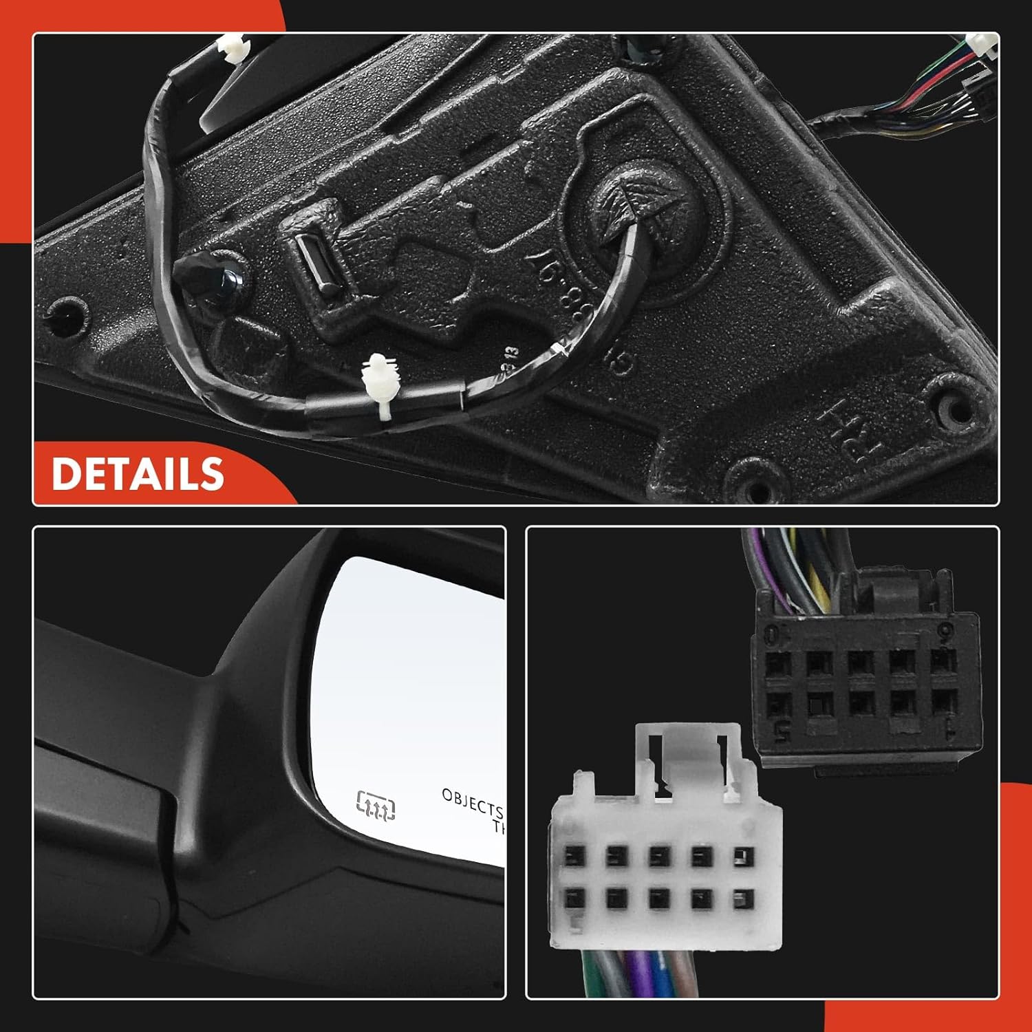 A-Premium Passenger Side Power Door Mirror - Compatible with Ram 1500 2019 2020 2021 2022 - Heated Power Folding Chrome Outside Rear View Mirror w/Turn Signal Puddle Light and Blind Spot Detection