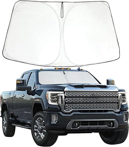 Foldable Windshield Sunshade for 2019-2026 GMC Sierra 1500 2500 3500 | SLT AT4 Denali Front Windshield Sun Shade Shield Cover UV Ray Reflector Sun Visor, Interior Dashboard Protector Accessories