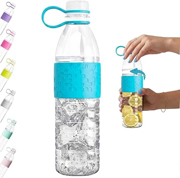 Copco Hydra 20 oz Water Bottle with Carrying Loop Leak Proof, BPA Free Tritan, Dishwasher Safe, Twist-Open Body, Non-Slip Silicone Grip, Ideal for Gym, Travel & Office Use Light Blue