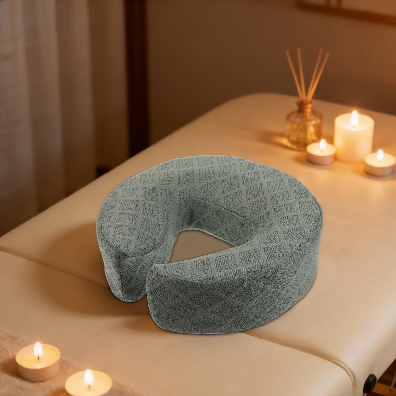 ABOOFAN U-förmiges Gesichtspflegekissen für Massageliegen, Faltbar, Grün