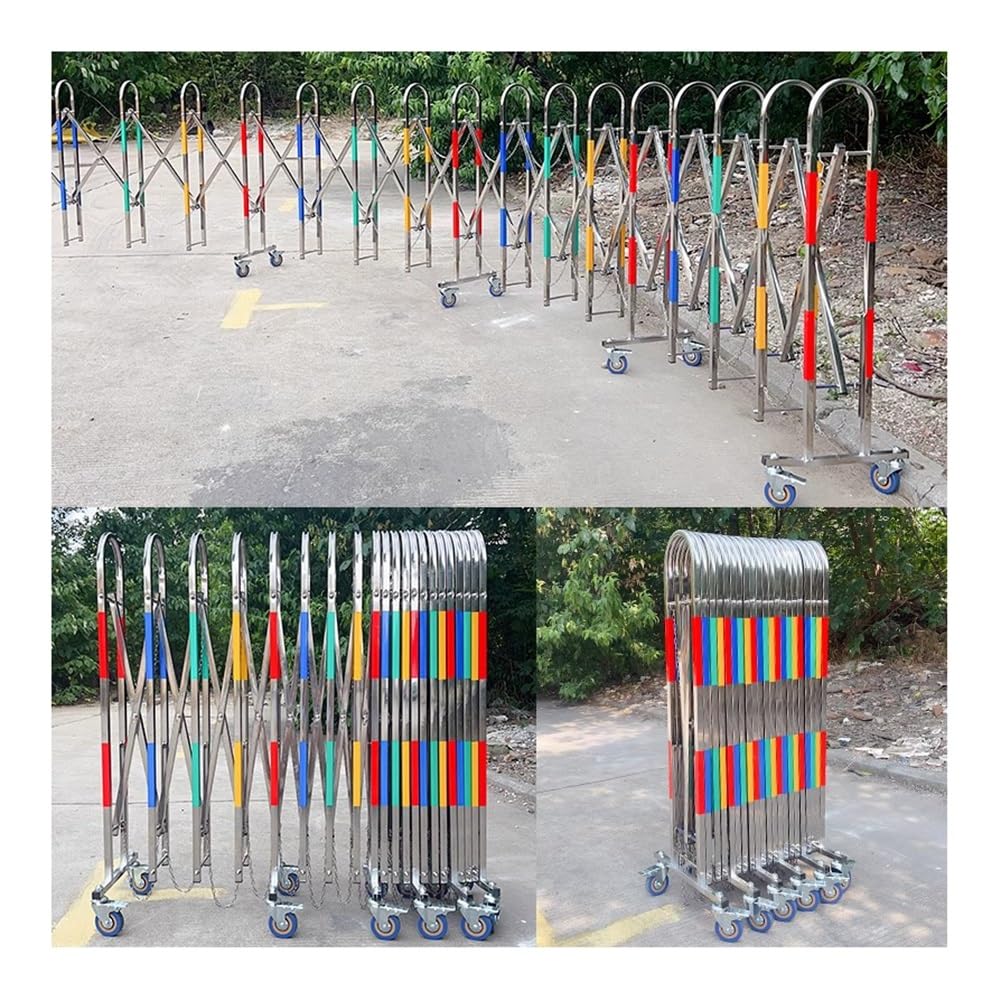 Genérico Barrera de tráfico retráctil y Extensible con Ruedas - Valla de Seguridad portátil para Control de multitudes y gestión de Eventos (1,3 x 4 m) - Ideal para Obras de construcción y Zonas de s