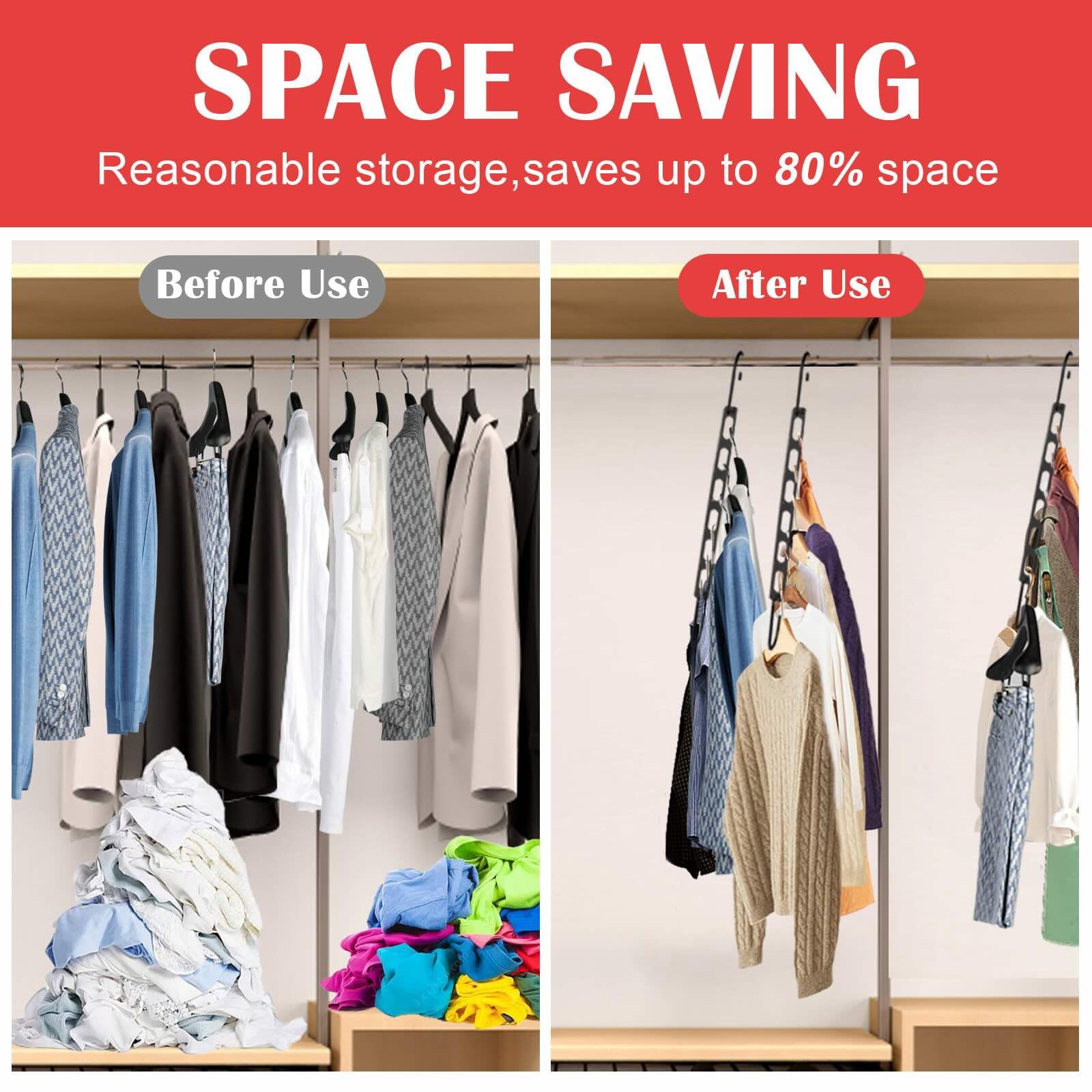 Platzsparende Kleiderbügel für Kleidung, zusammenklappbare Metall-Kleiderbügel, Organizer, platzsparende Kleiderbügel, Schrank-Organizer und Aufbewahrung, Schlafsaal-Essentials, Schwarz, 12 Stück