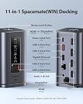 Baseus Docking Station, Spacemate(Win) 11 in 1, Triple Display, 4K HDMI and DP, 10Gbps USB A/C Ports, Gigabit Ethernet, 100W PD, Audio, Laptop Docking Station for Windows/Dell/HP/Lenovo/Asus/Acer/Mac