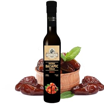 Ellora Farms, Balsamic Vinegar Dates Infused, Thick and creamy, Barrel aged, No-added sugar, Award Winning, Glass bottle, 8.45 oz., Dates