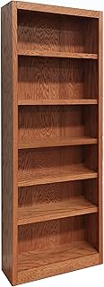 Concepts In Wood 84" Traditional Wood Bookcase with 4 Adjustable Shelves & 2 Fixed Shelves, Assembly Required, for Laundry/Bedroom/Kitchen/Garage/Office, in Dry Oak Finish