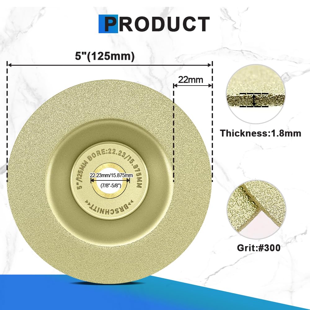Rueda de molienda de diamante, 10 unidades de 5 pulgadas para azulejos de porcelana Dekton, cerámica, vidrio, granito, mármol, disco de molienda para eje de 7/8-5/8 pulgadas, 125 mm