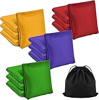 TINDTOP 16 Pack Kids Bean Bag Toss Game - 3.9" Colorful Canvas Cornhole Bags (100g Each) for Outdoor Carnival Fun