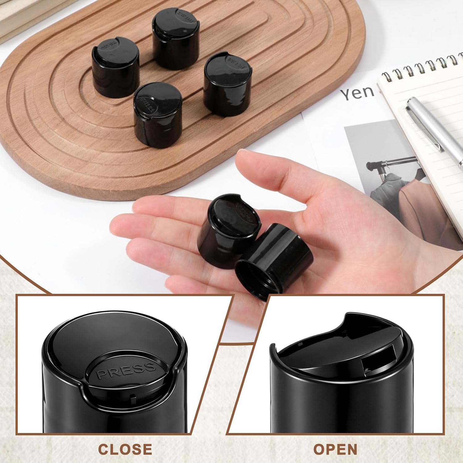 6 Pcs Plastic Disc Top Caps, 28/410 Replacement Press Caps