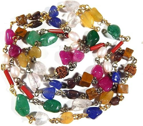 Miniatura 2 de XUETZALCOATL Rosario exclusivo Navaratna mala con Rudraksh Meru para Pooja, Piedra