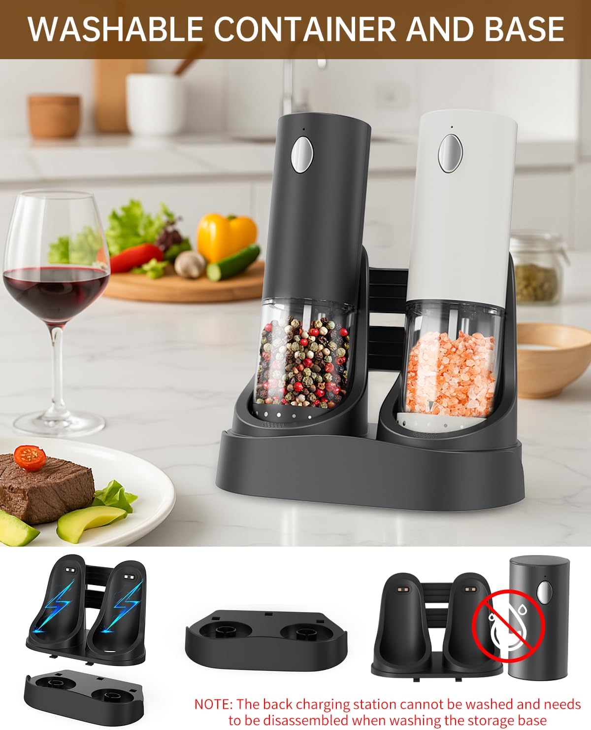 "CIRCLE JOY Electric Salt and Pepper Grinder Set" - Image 9