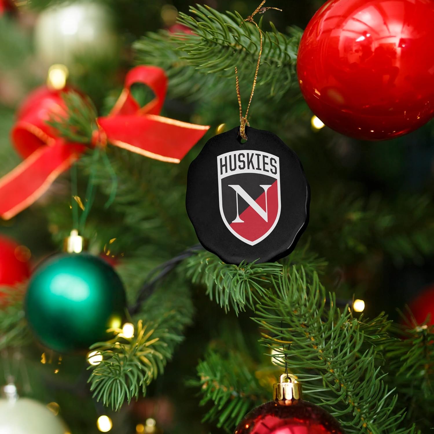 GRAPHICS & MORE Northeastern University Secondary Logo Porcelain Scalloped Holiday Christmas Tree Ornament - 2.8" (7.1 cm) - Image 6