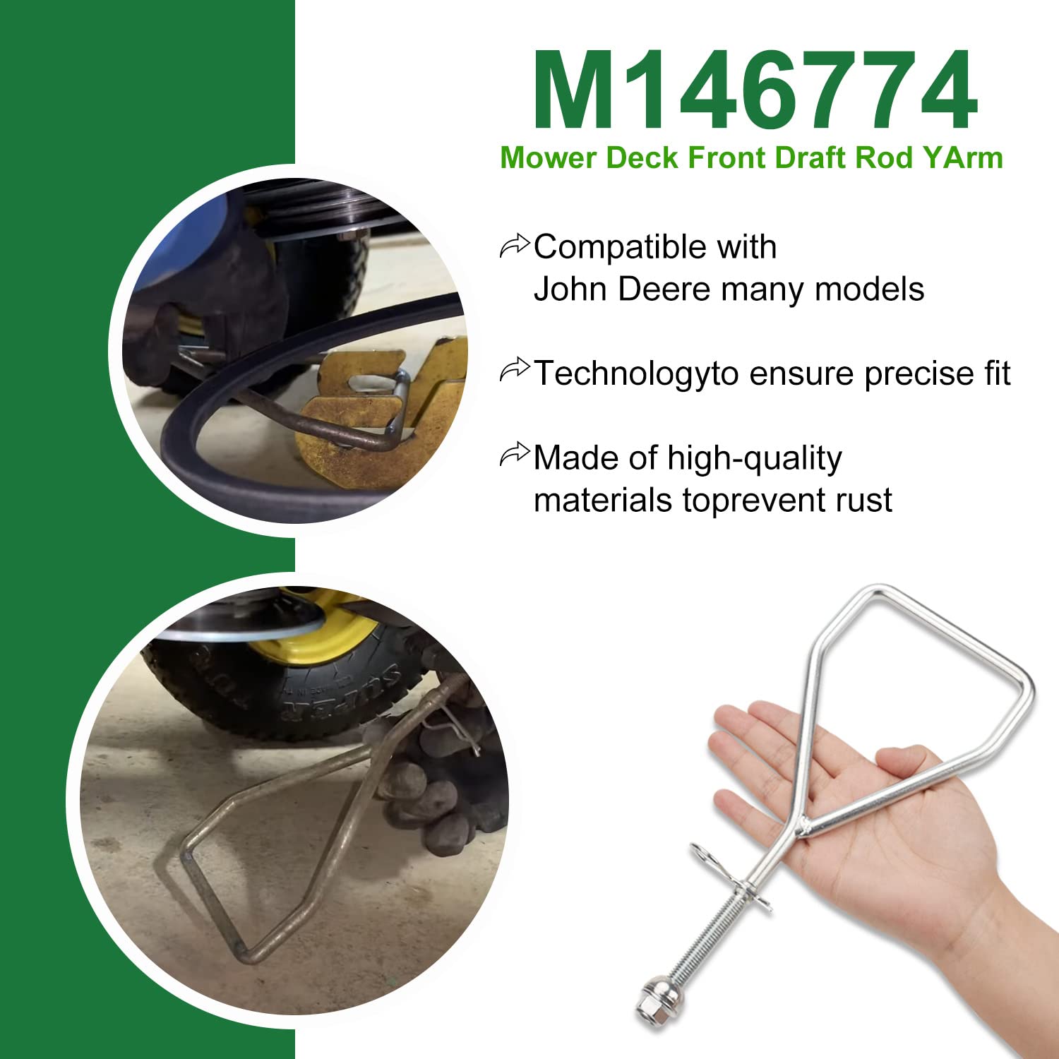 M146774 Zugluftarm vorne mit Hardware-Kit, für John Deere M146774A 