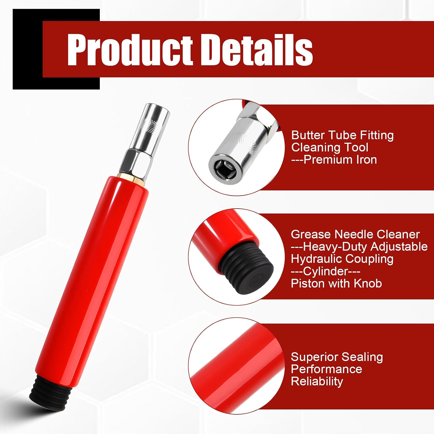 Grease Fitting Cleaning Tool Zerk Fitting Cleaning Tool Cleans and Flushes Out Old Dried from Fittings, Pins, Shafts, Bushings, and Joints Uses penetrating Fluid and Hydraulic Pressure